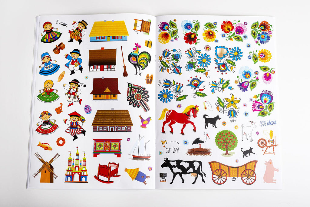 Polish folk art coloring book with stickers and colored pencils taste of poland