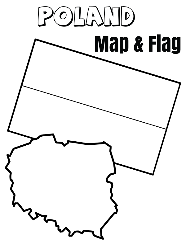 Poland flag and map fãrbung seite