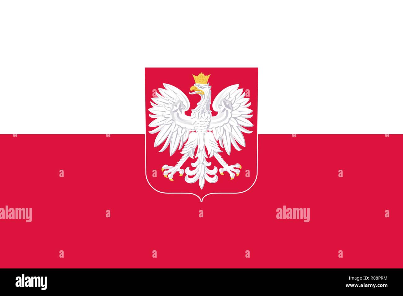 Original flag of poland with coat of arms stock vector image art
