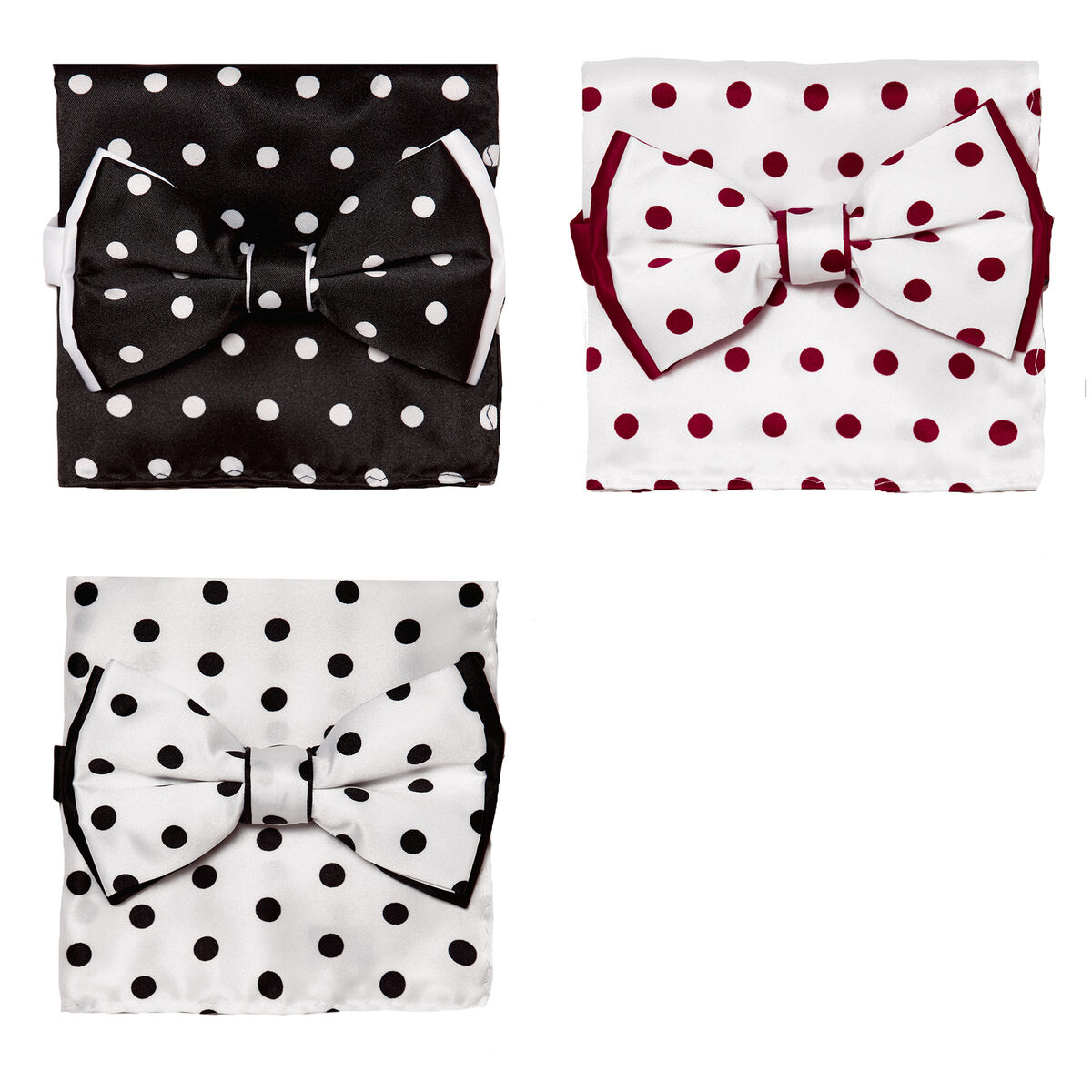 Bow tie handkerchief set polka dot design solid color bowtie hanky with dots