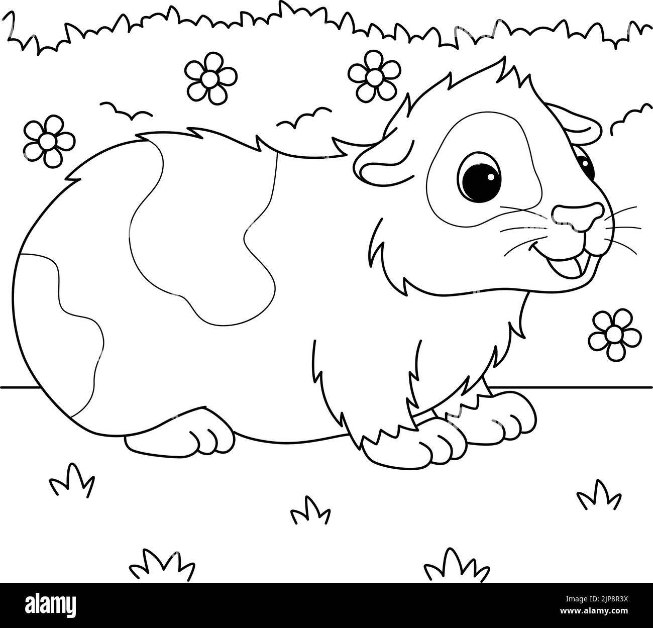 Guinea pig animal coloring page for kids stock vector image art