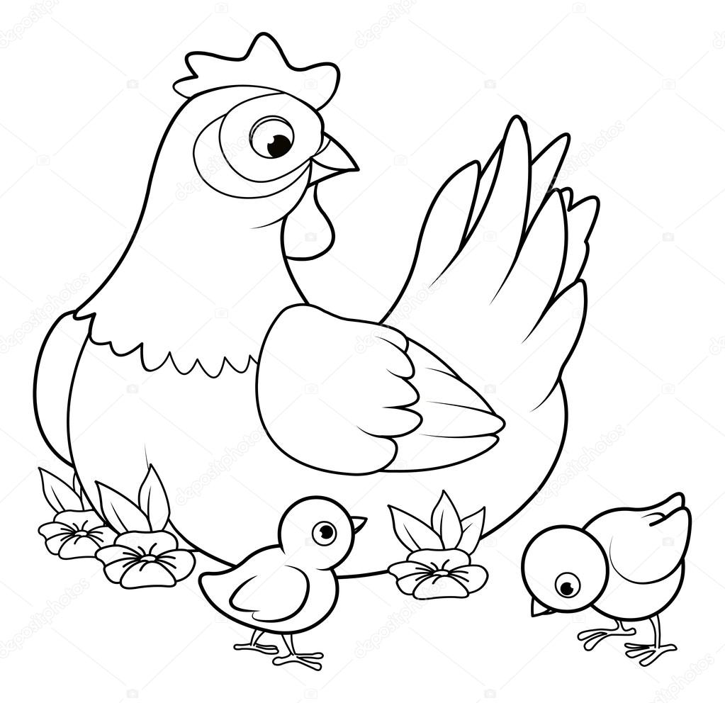 Mother hen with babies chicks stock vector by dazdraperma