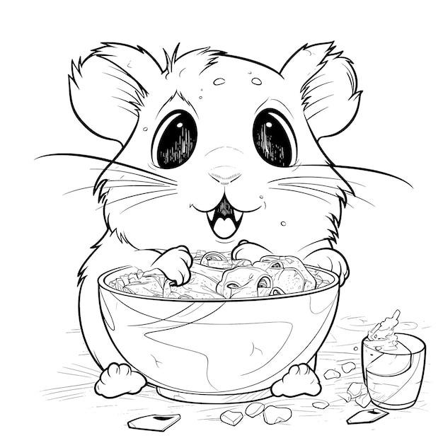 Premium vector guinea pig black and white coloring pages for kids simple lines cartoon style happy cute funny animal in the world