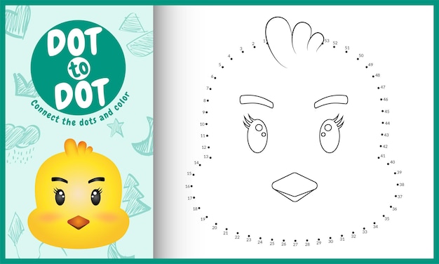 Premium vector connect the dots kids game and coloring page with a cute chick