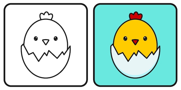 Premium vector coloring book for children coloring page a chick peeks out of an eggshell a newborn chick