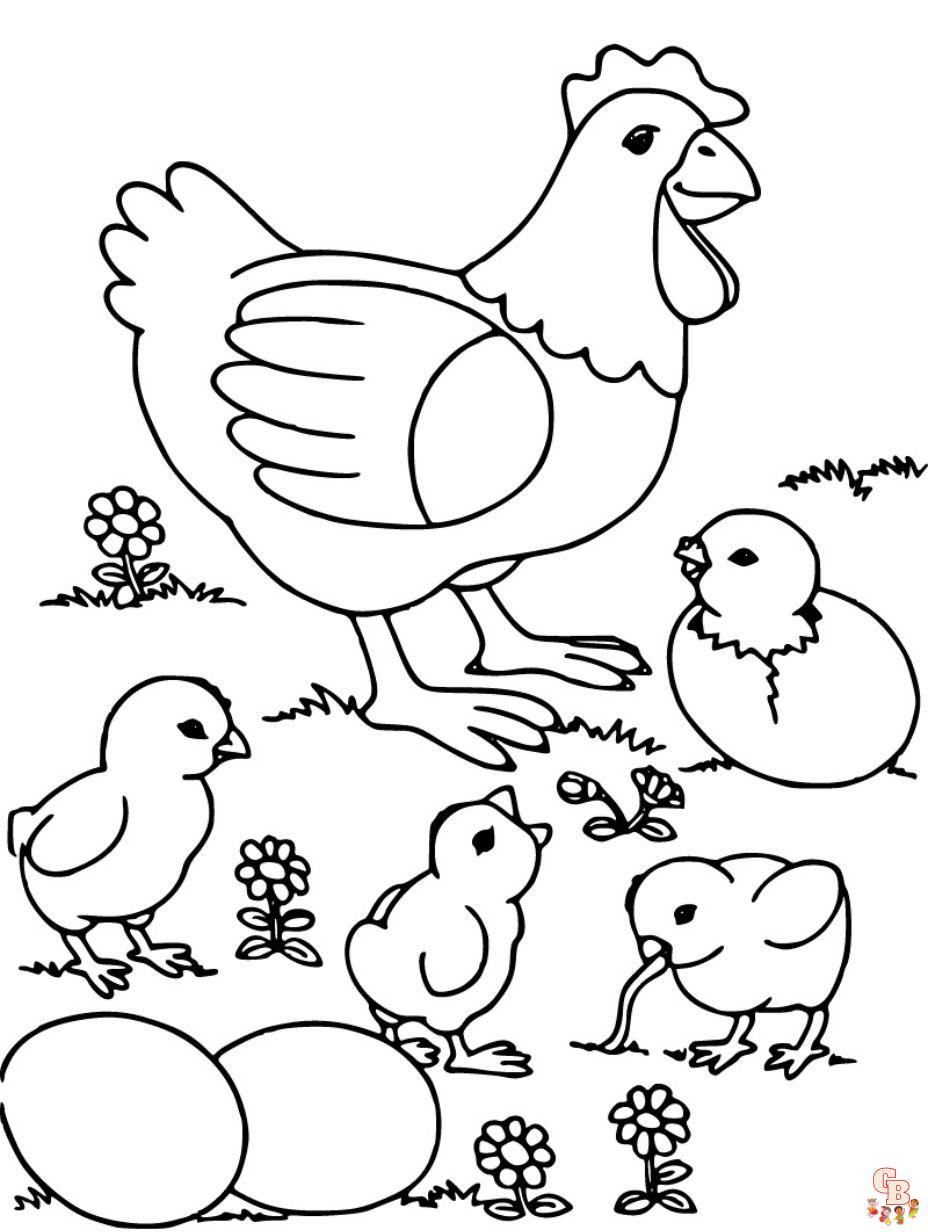Pãginas imprimibles gratuitas para colorear de pollo para niãos