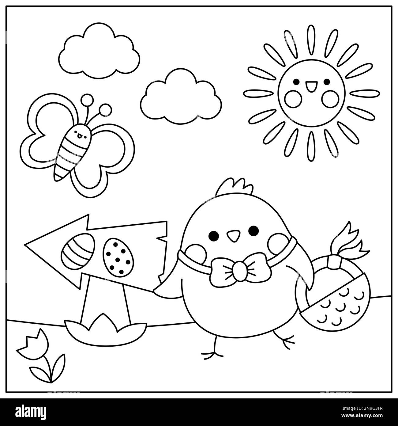 Easter egg hunt garden black and white stock photos images