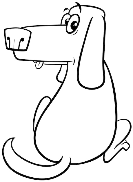 Premium vector cartoon surprised dog animal character coloring page