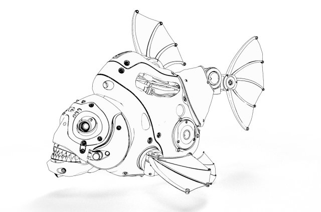 Piranha robot d model in fish