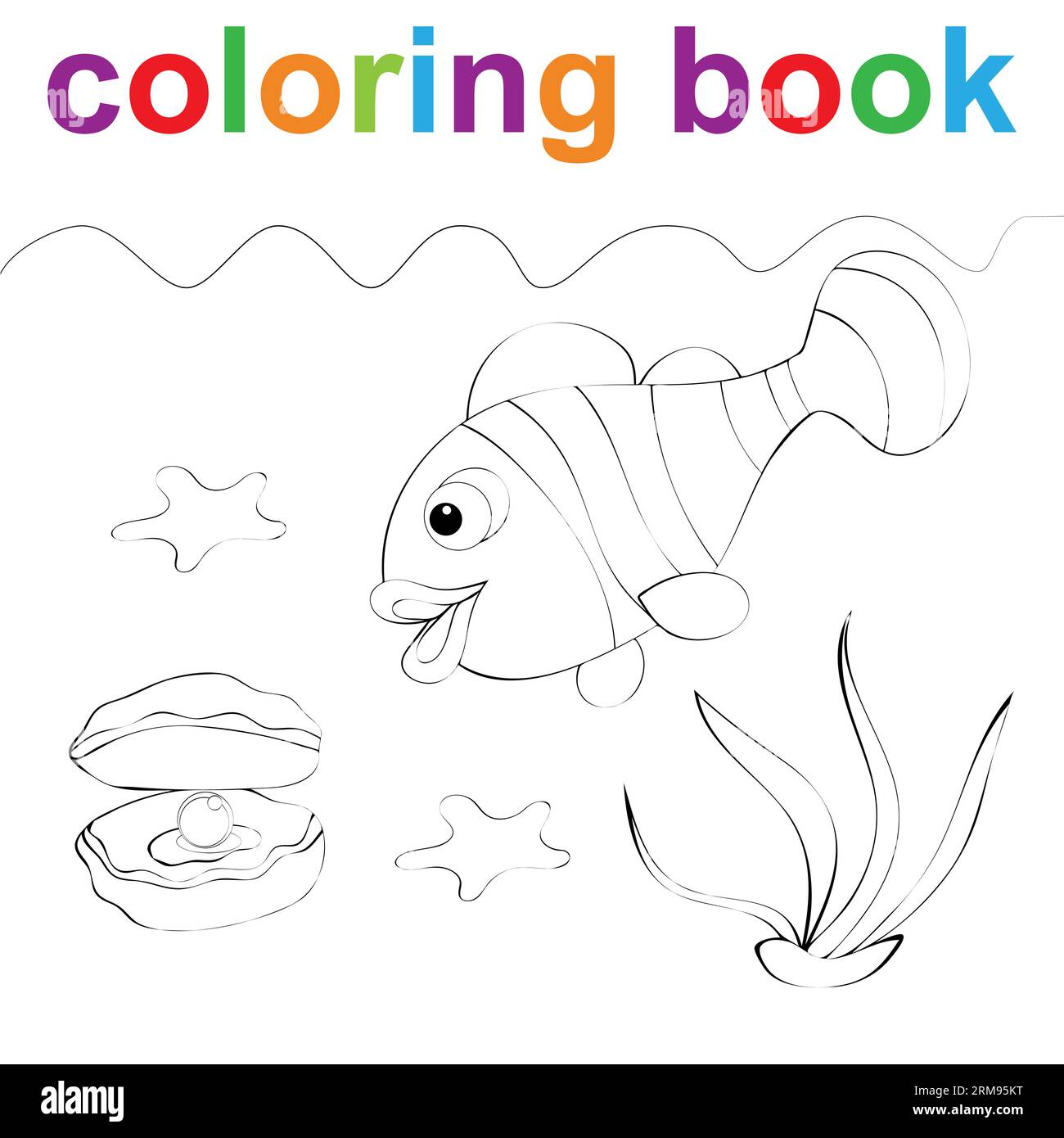 Fish coloring page drawing for kids cut out stock images pictures