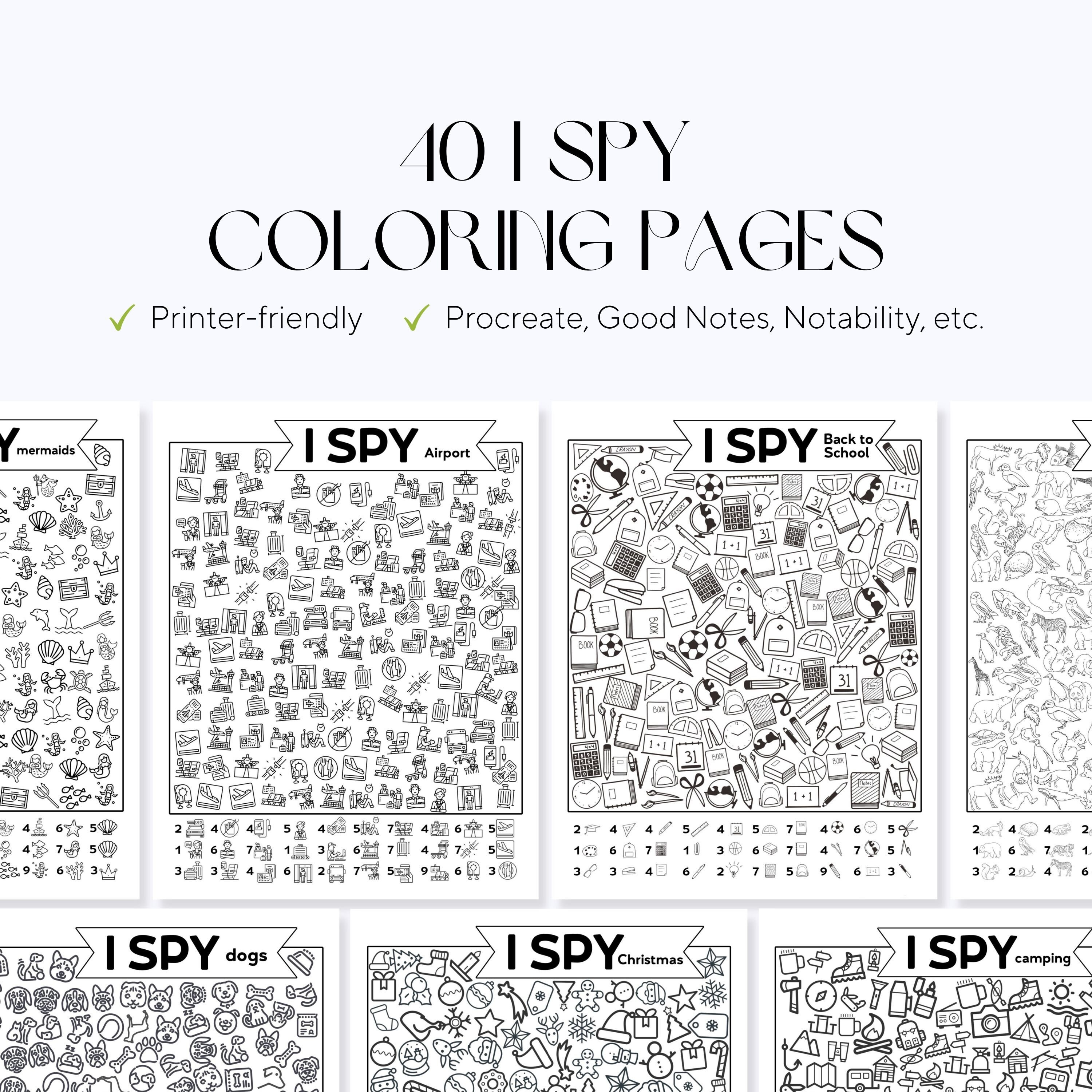 I spy fun game printable coloring pages visual scavenger hunt kidsadult home activity brain teaser relaxcolor family playtime