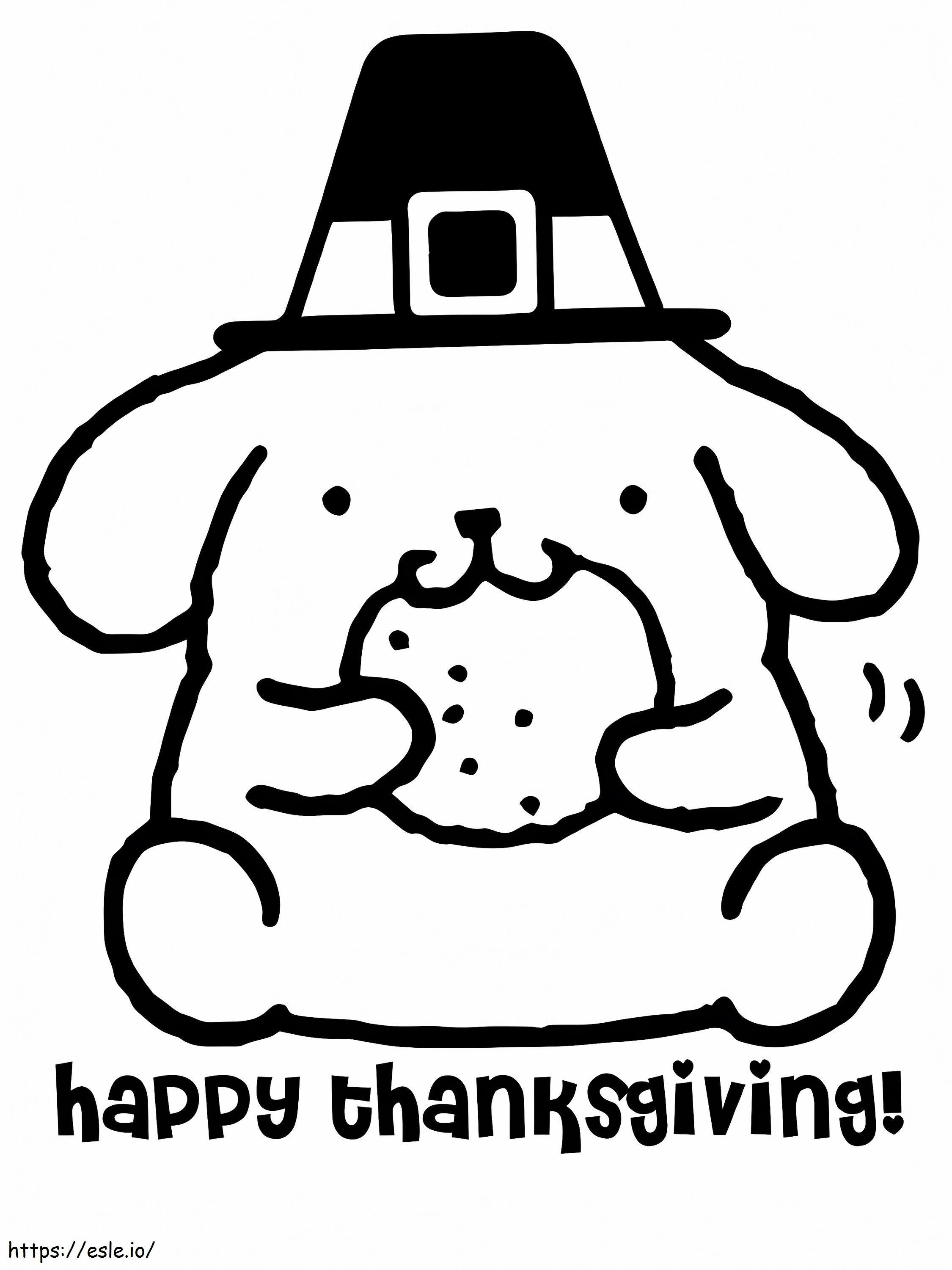 Pompompurin with cookie thanksgiving coloring page