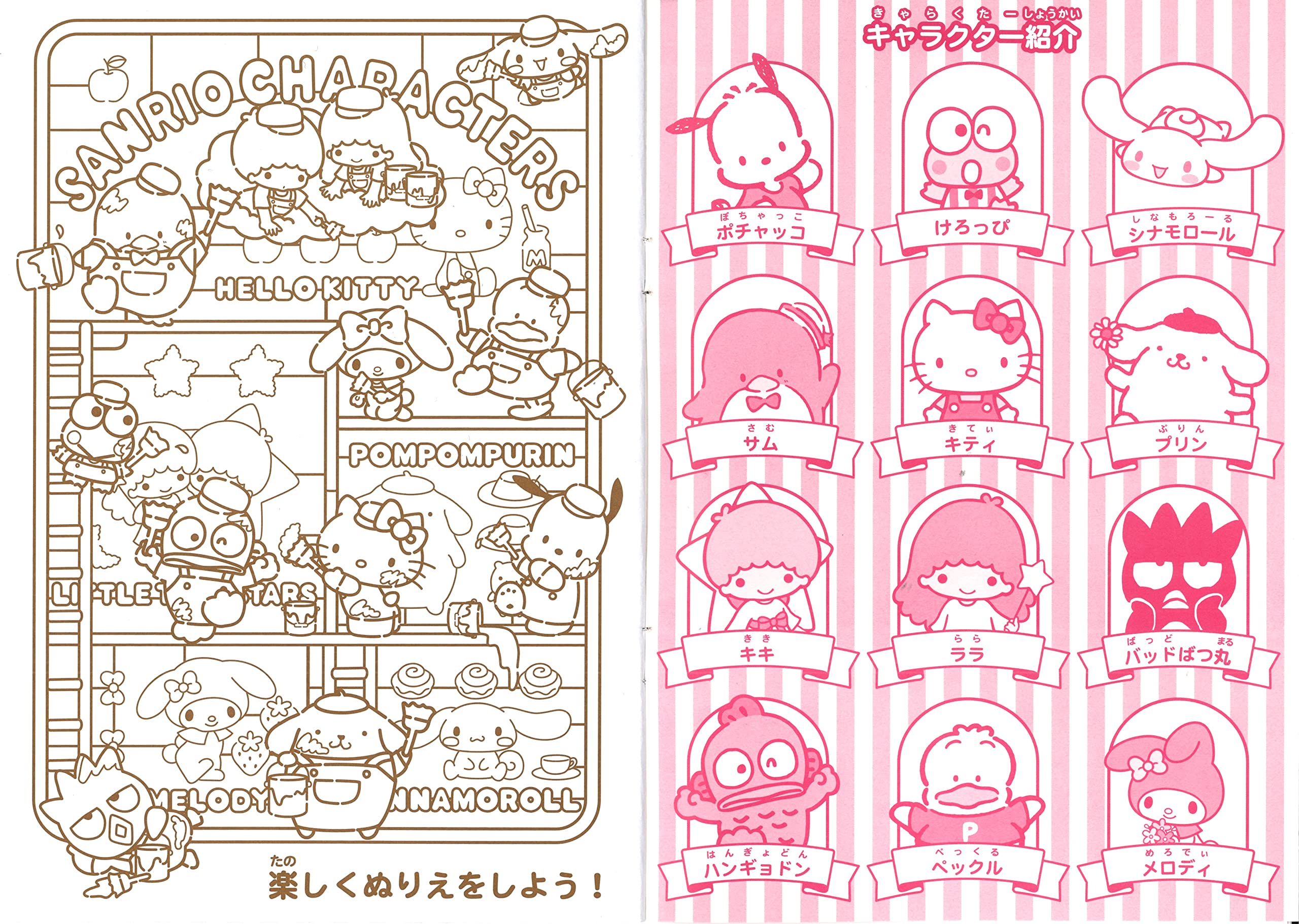 Yamanoshigyo nrio characters hello kitty kuromi my melody cinnamoroll pompompurin little twin stars pochacco coloring book coloring pages in x in a size buy online at best price