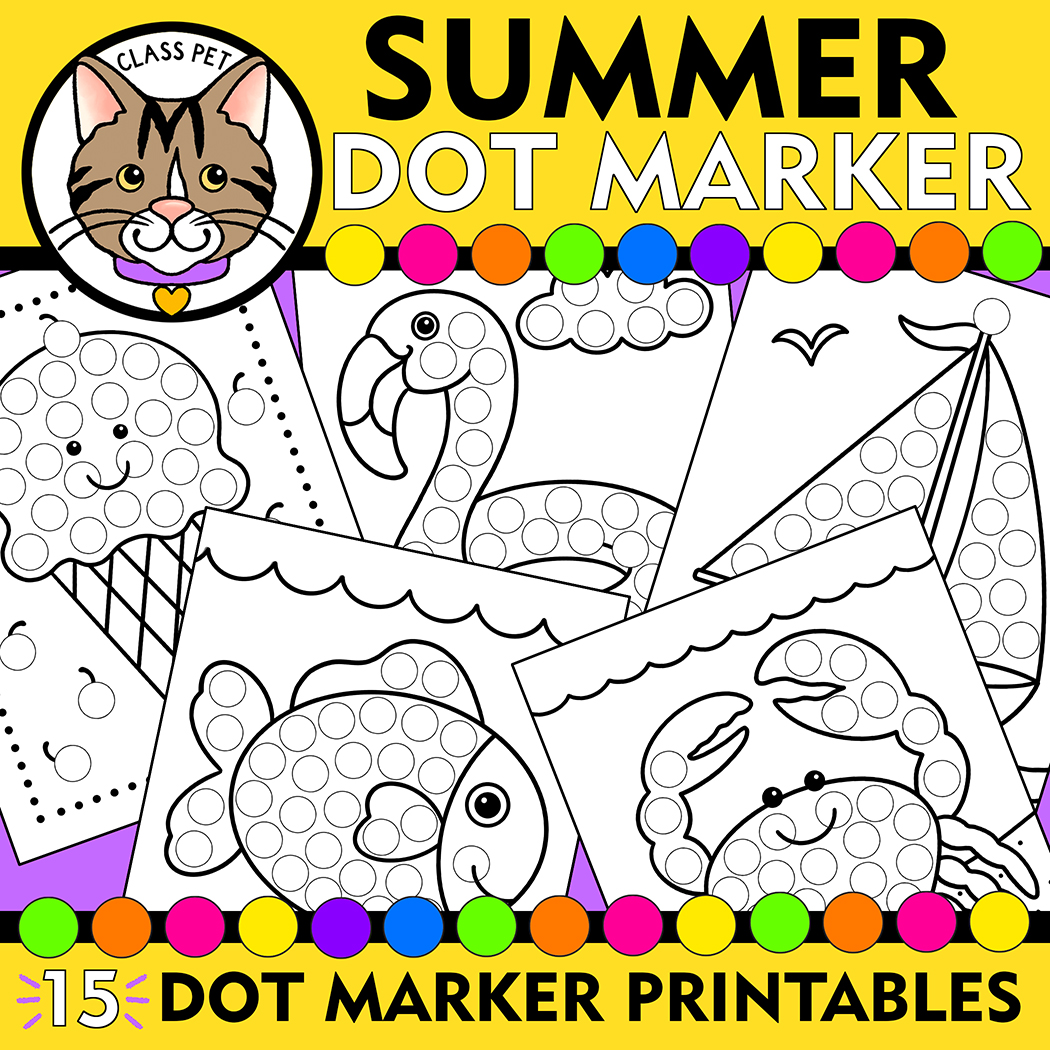 Summer dot marker coloring pages summer do a dot printable summer fine motor activity made by teachers