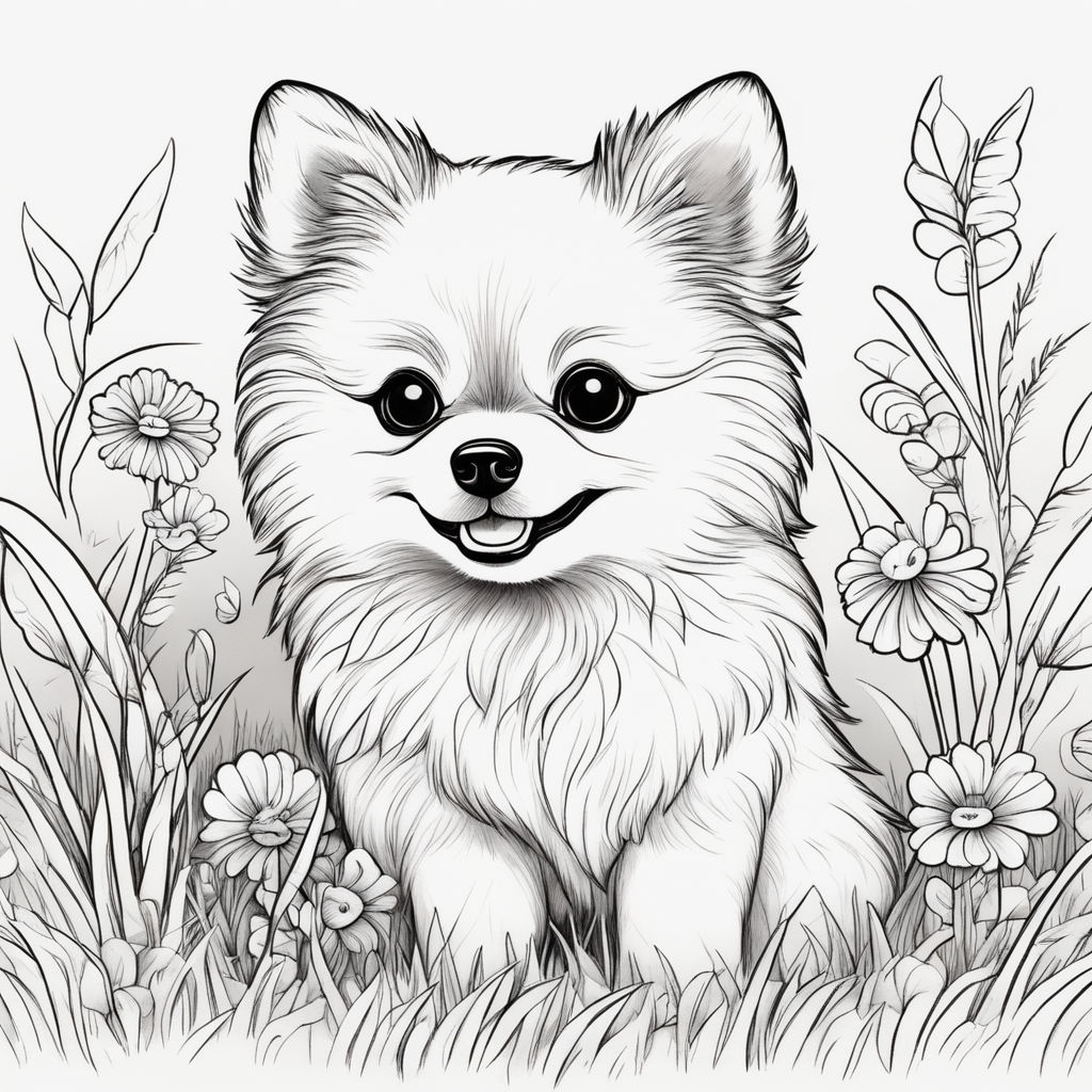 Ink drawing of a cute dog