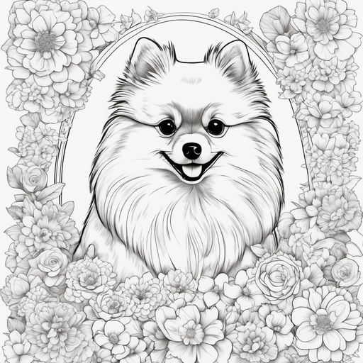 Draw a smiling pomeranian puppy