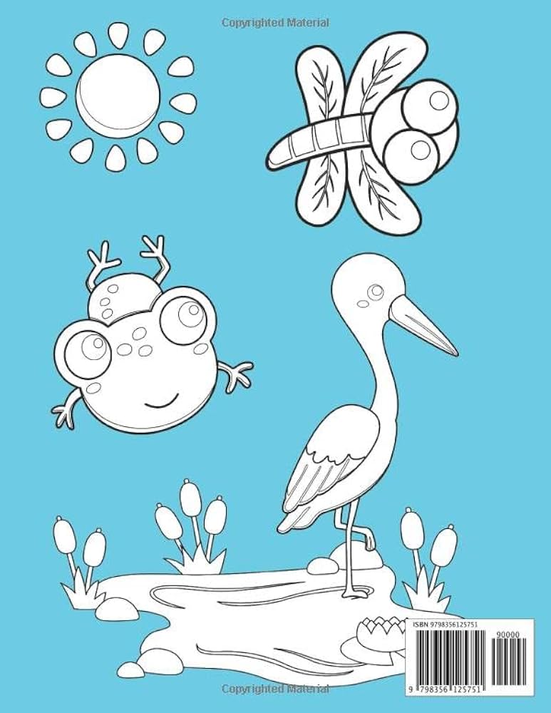 Pond animal coloring book pond animals coloring for kids cute animal scenes to color for to year olds large x inch pages by sphere dyson