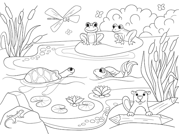 Pond coloring images