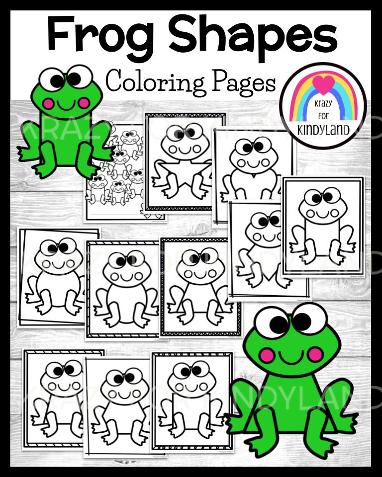 Frog shape coloring pages booklet pet zoo pond tropical rainforest activity