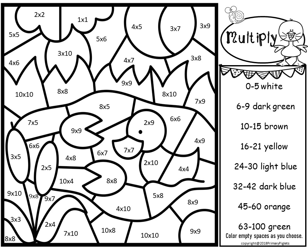 Color by number math facts and word families pond life bundle made by teachers