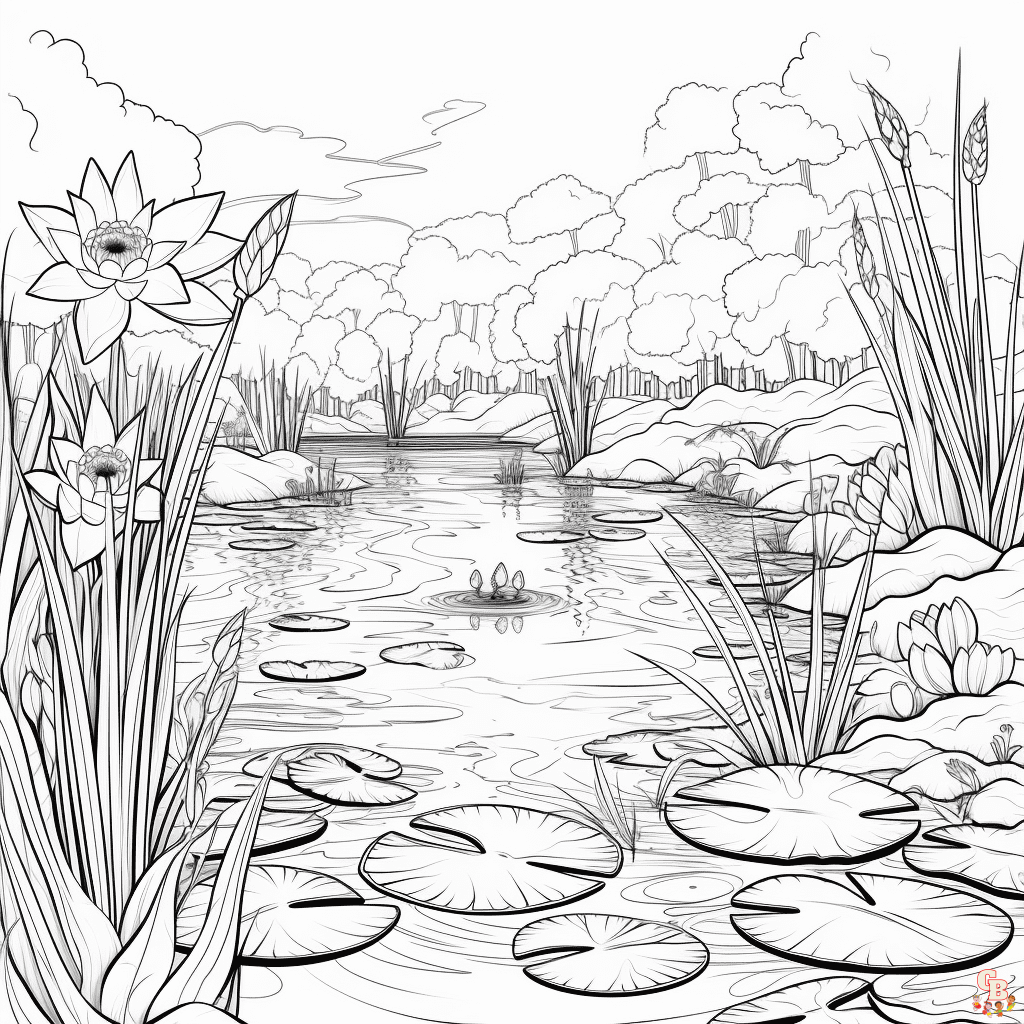 Printable pond coloring pages free for kids and adults