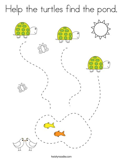 Help the turtles find the pond coloring page