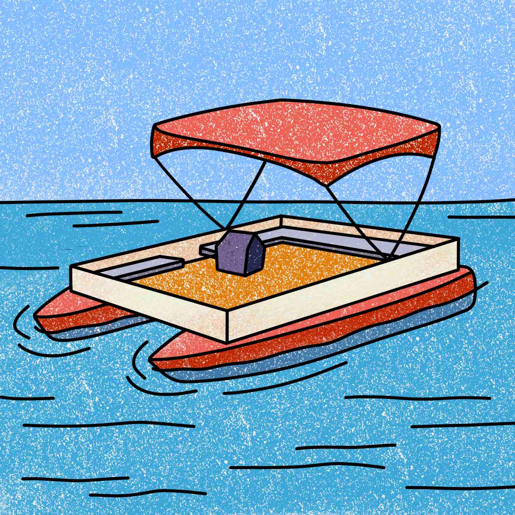 How to draw a pontoon boat