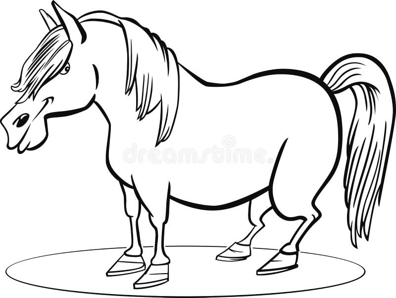 Cartoon pony horse coloring page stock vector
