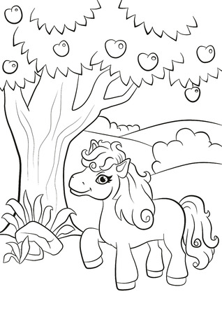 Coloring book pony cartoon cliparts stock vector and royalty free coloring book pony cartoon illustrations