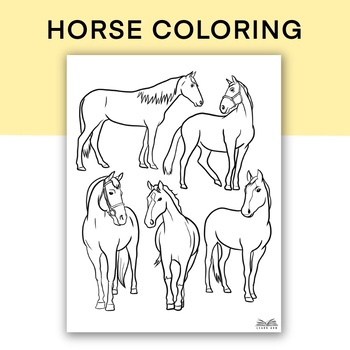 Horses coloring page animal coloring for kids pony pdf coloring sheet