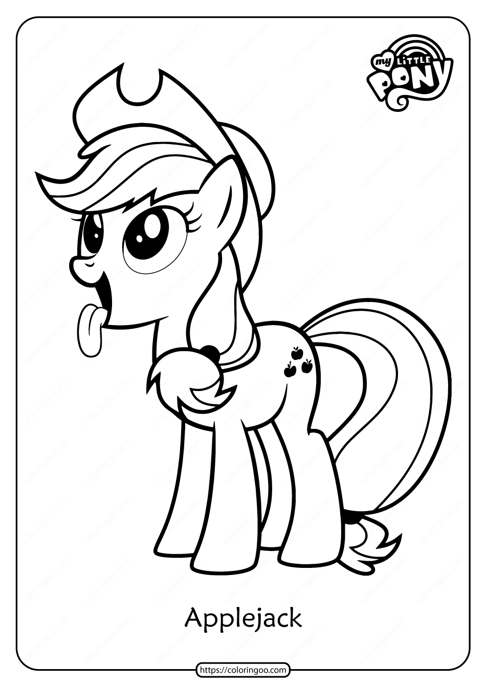Free printable mlp applejack pdf coloring page my little pony coloring my little pony applejack my little pony movie