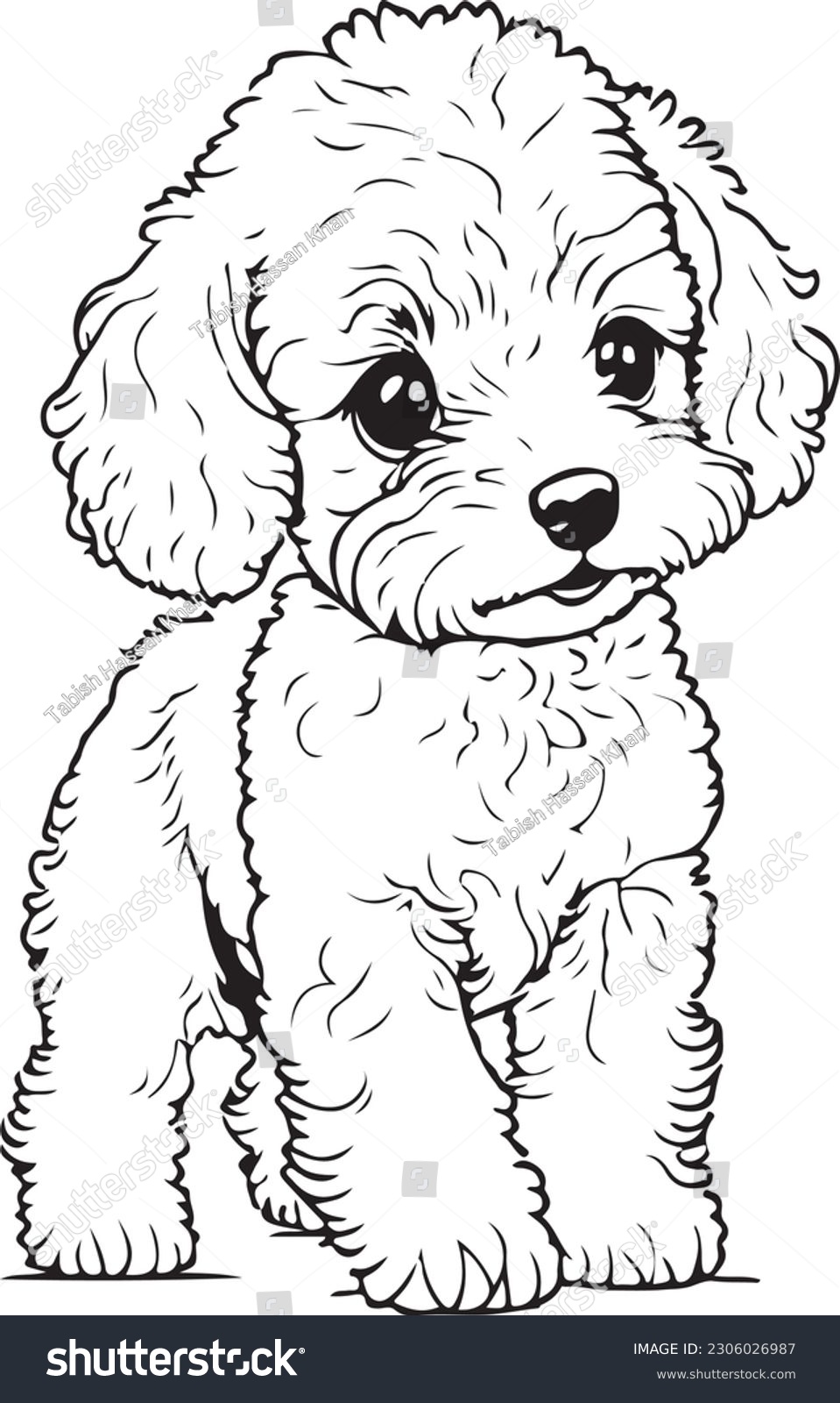 Baby poodle walking coloring page children stockvektor royaltyfri