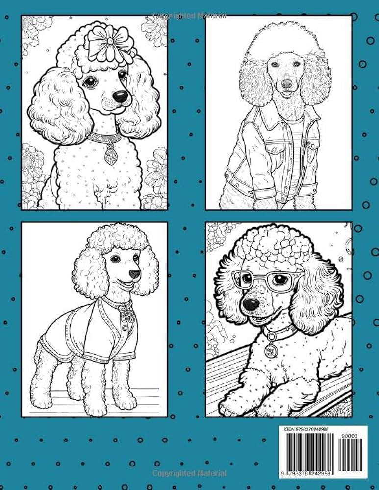 Poodle coloring book fun and easy dogs coloring pages in cute style with poodle for kids adults sommer alura books