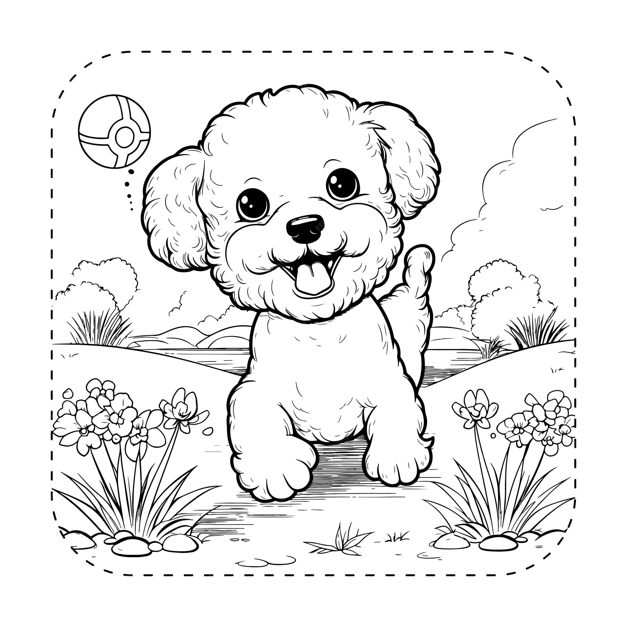 Premium vector adorable poodle coloring books illlustration