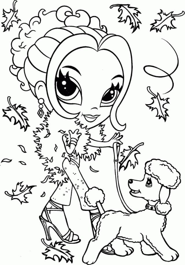 Lisa frank and her poodle coloring page