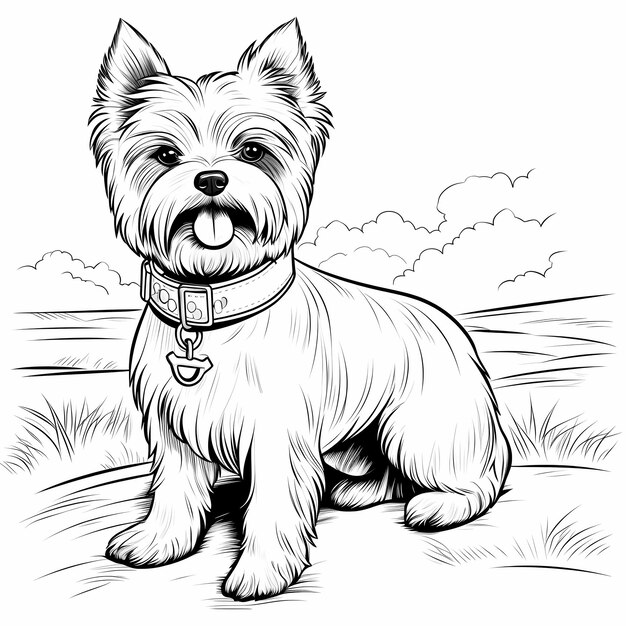 Premium ai image french poodle dog collar scene coloring pages for kid