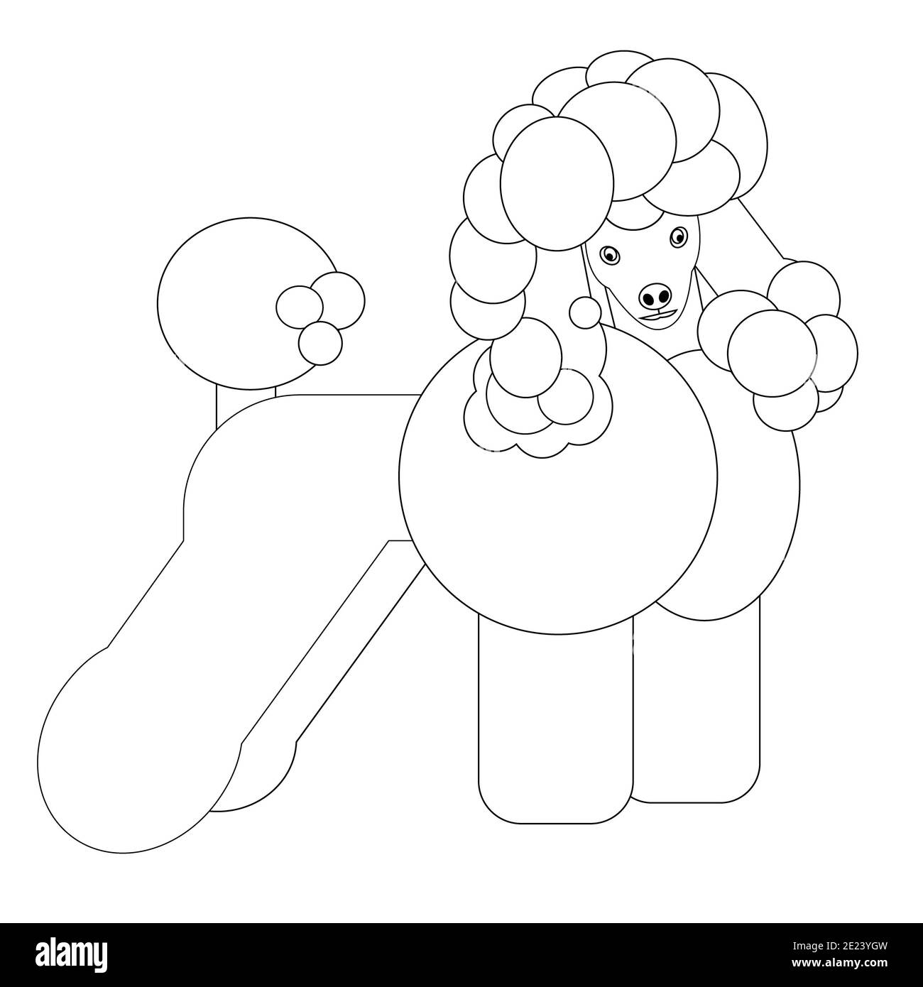 Cute dog poodle for coloring pages or books stock photo