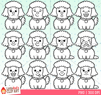 Poodle faces emoji emotions dog clip art by littlered tpt