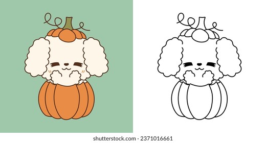 Cartoon halloween poodle dog clipart coloring stock vector royalty free