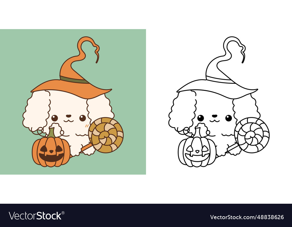 Kawaii clipart halloween poodle dog royalty free vector