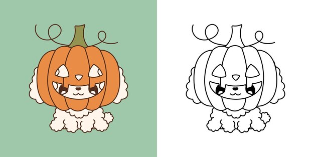 Premium vector cute halloween poodle dog clipart illustration and black and white kawaii clip art halloween dog
