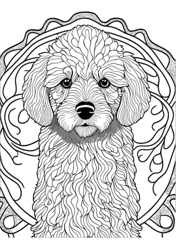 Premium vector vector dog outline coloring page coloring book illustration poodle