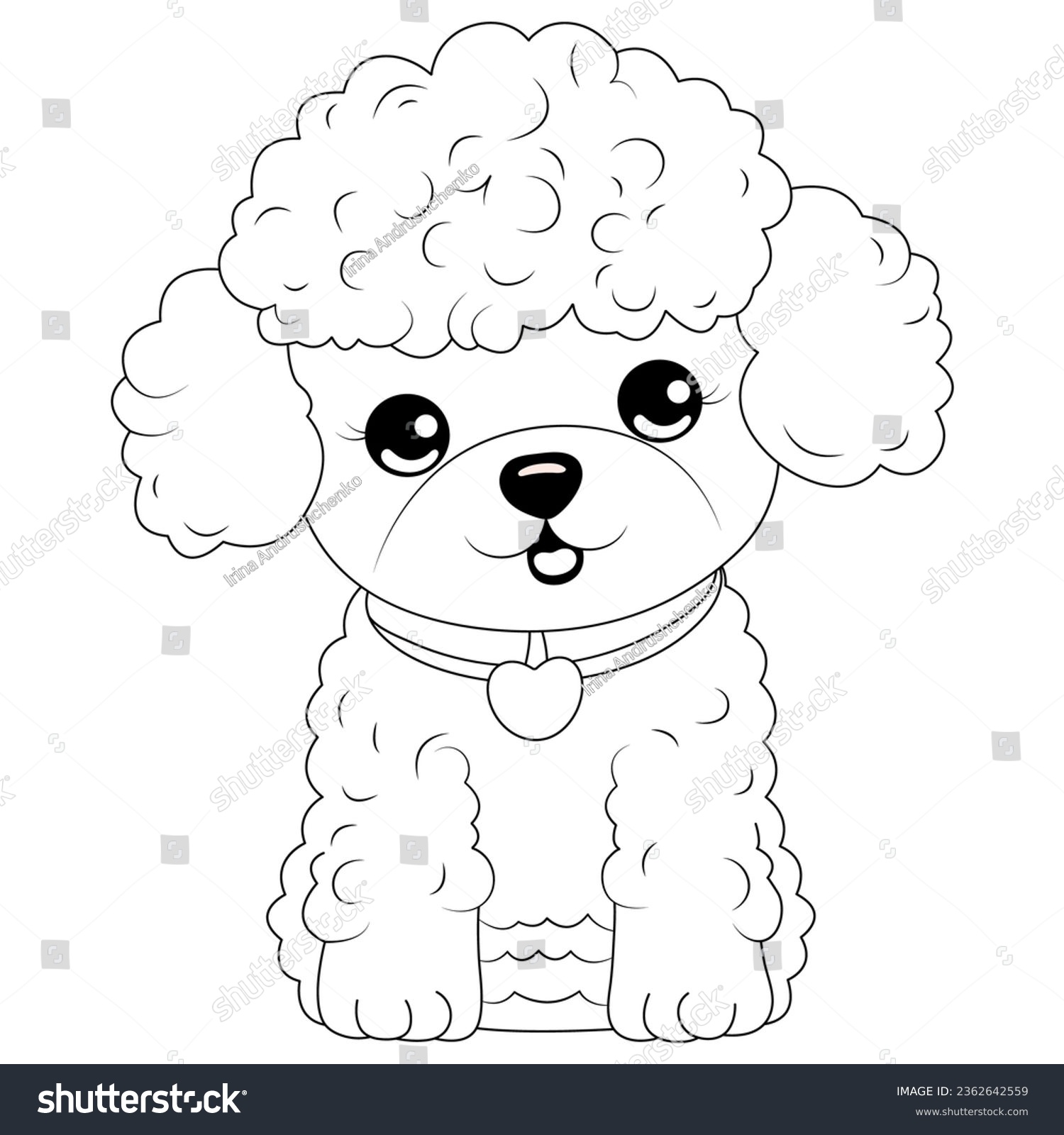 Coloring page poodle dog on white stock vector royalty free