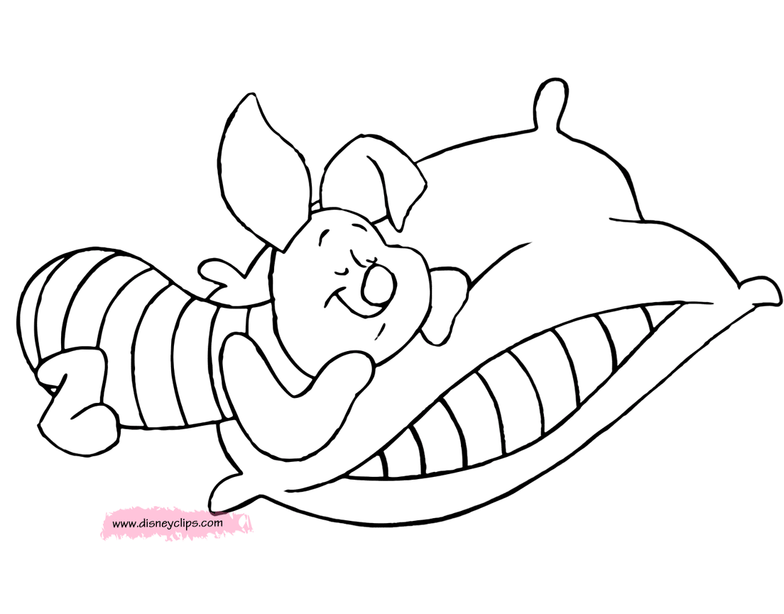 Piglet sleeping coloring page by babyshowfan on