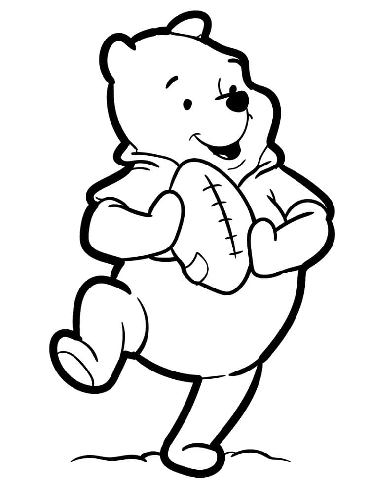Winnie the pooh with a ball coloring page