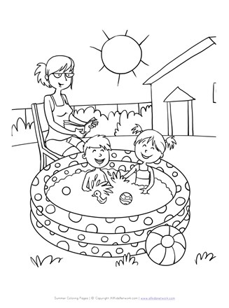 Pool coloring page all kids network