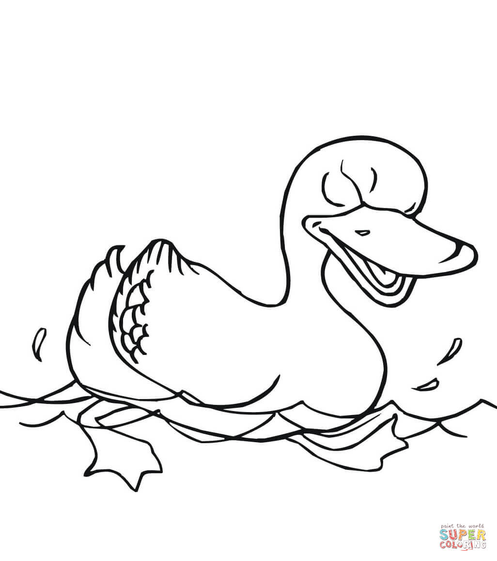 Swimming duck coloring page free printable coloring pages