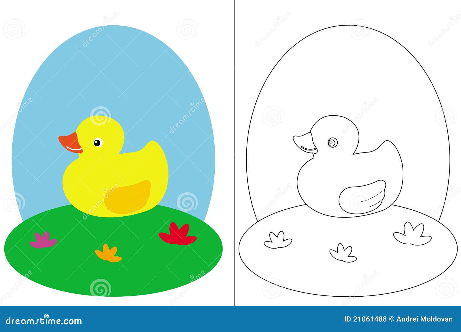 Coloring page book with a small duck stock vector