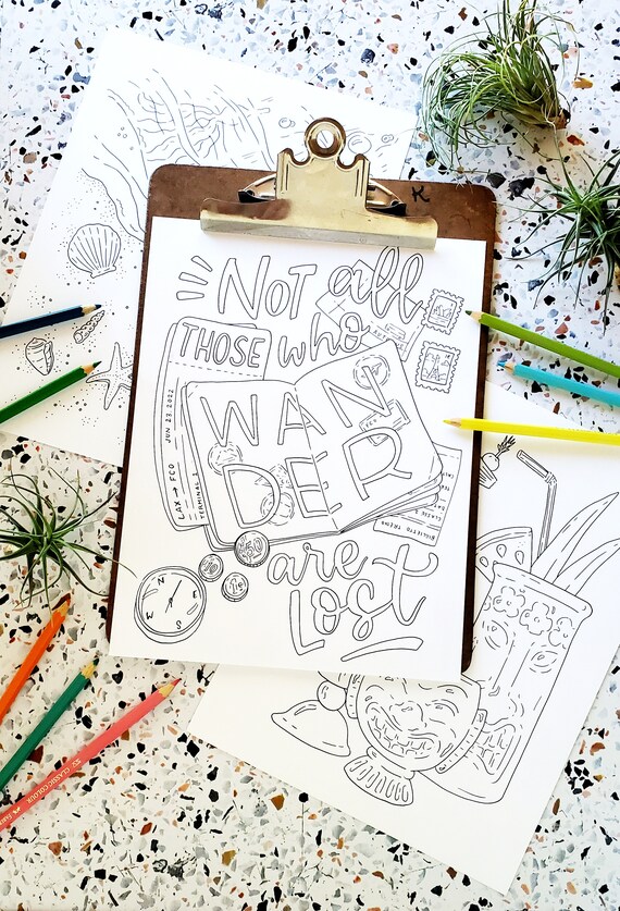 Summer vacation coloring pages printable coloring sheets downloadable coloring pages wander tiki drinks tide pool seashells