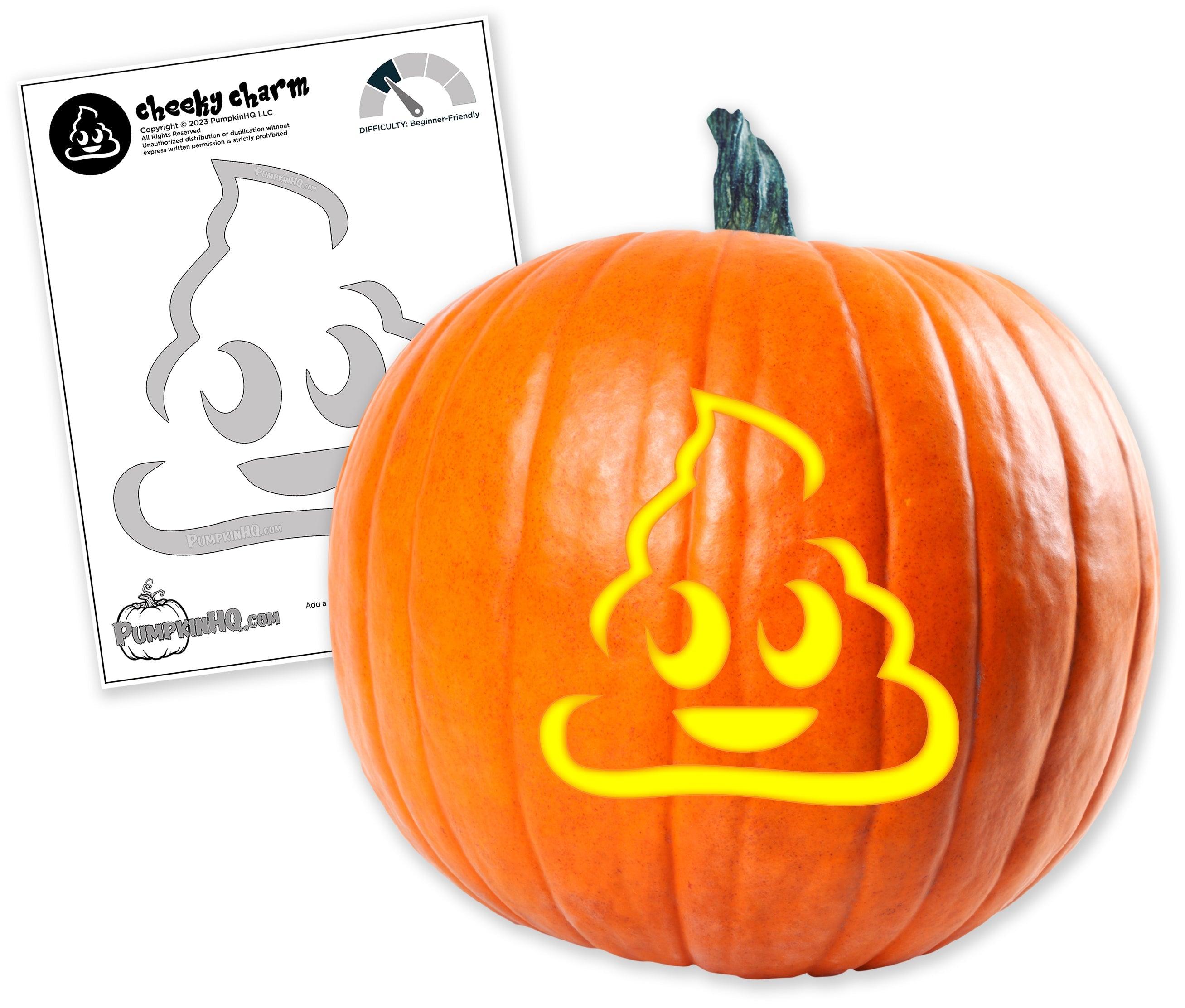 Poop emoji pumpkin carving stencil